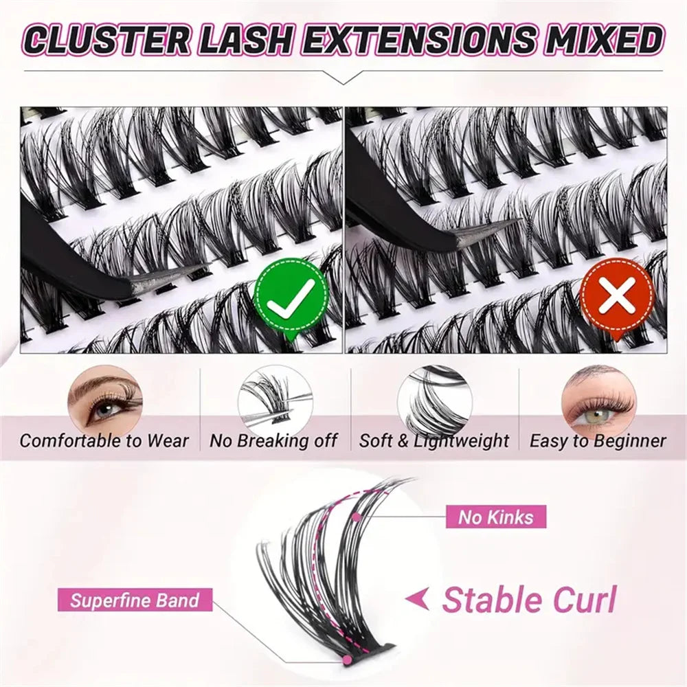 200-Piece Faux Mink Cluster Lash Set