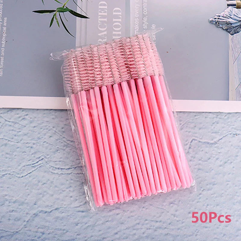 Disposable Eyelash Brushes — 50 Pack Spoolie Wands