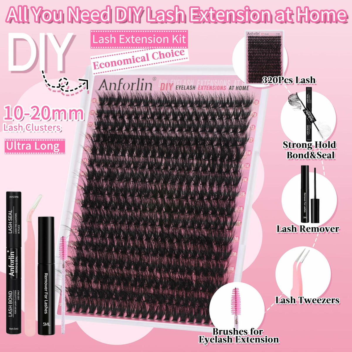 DIY Lash Extension Kit — 280pc Thick Volume D Curl (14–22mm)
