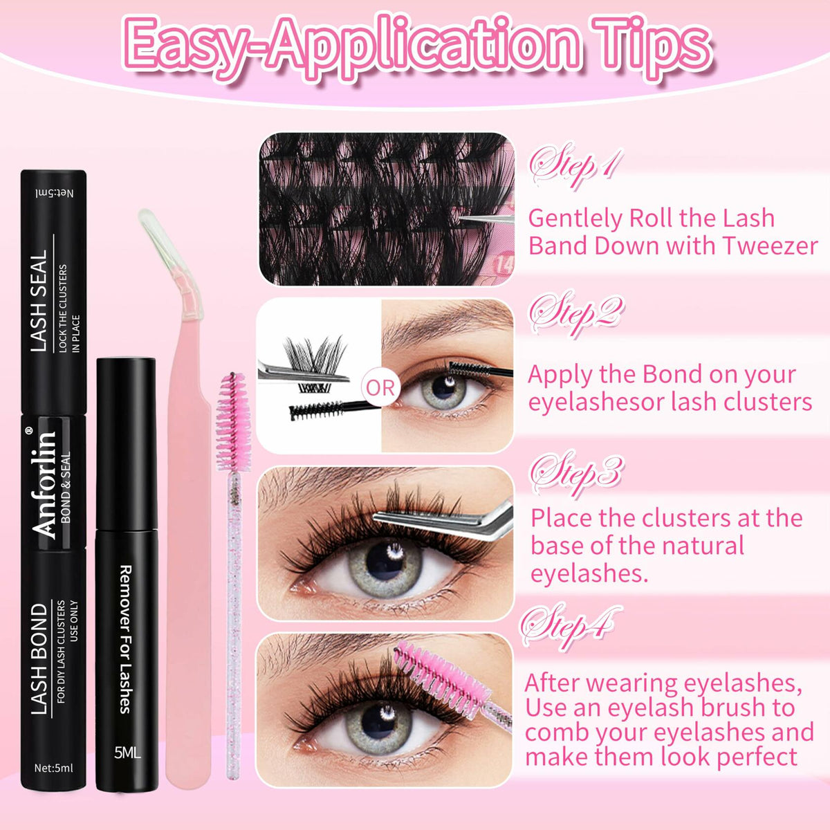 Fluffy Lash Clusters — 280pc 60D D Curl Kit (14–22mm)